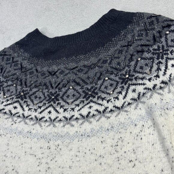 Talbots Speckled Fair Isle Beaded Knit Sweater Winter Nordic Scandi Cottagecore - Picture 5 of 10